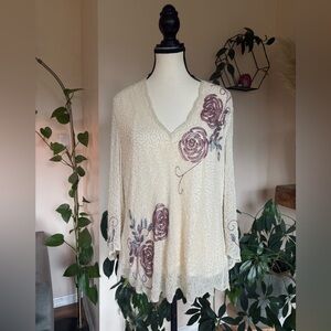 Jacques Vert - 100% Silk Beaded Top